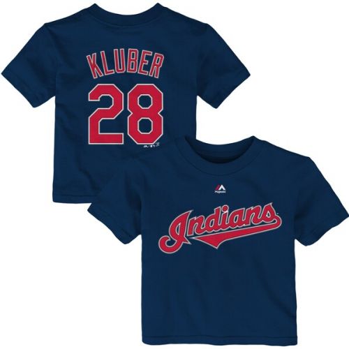 Infant Cleveland Indians Corey Kluber Majestic Navy Player Name & Number T-Shirt