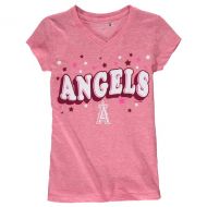 5th & Ocean by New Era Girls Youth Los Angeles Angels 5th & Ocean by New Era Pink Stars Tri-Blend V-Neck T-Shirt
