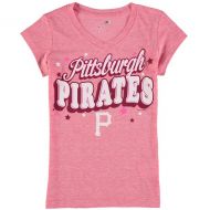 5th & Ocean by New Era Girls Youth Pittsburgh Pirates 5th & Ocean by New Era Pink Stars Tri-Blend V-Neck T-Shirt