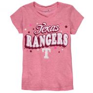 5th & Ocean by New Era Girls Youth Texas Rangers 5th & Ocean by New Era Pink Stars Tri-Blend V-Neck T-Shirt