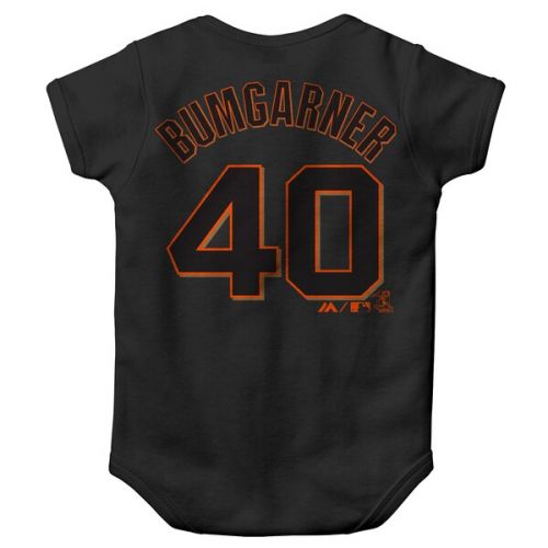  Newborn & Infant San Francisco Giants Madison Bumgarner Majestic Black Stitched Player Name & Number Bodysuit