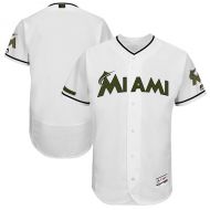 Mens Miami Marlins Majestic White 2017 Memorial Day Authentic Collection Flex Base Team Jersey