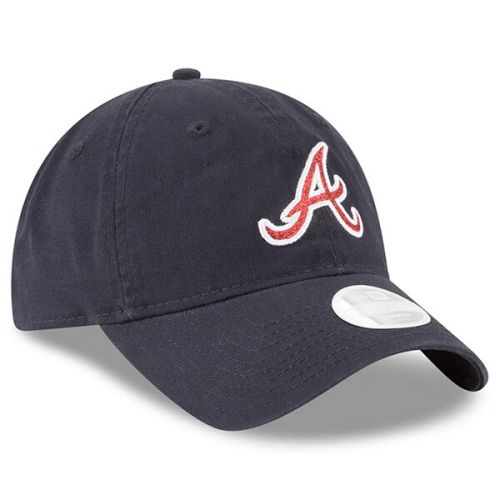  Women's Atlanta Braves New Era Navy Team Glisten 9TWENTY Adjustable Hat