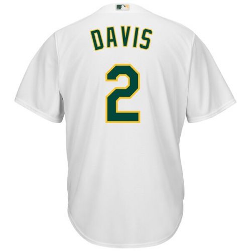  Men's Oakland Athletics Khris Davis Majestic Home White Official Cool Base Replica Player Jersey