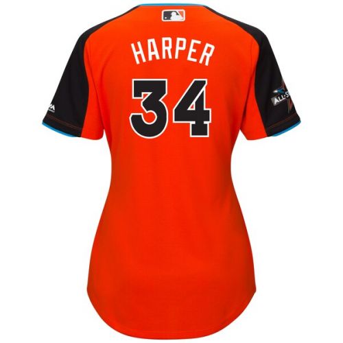  Women's National League Bryce Harper Majestic Orange 2017 MLB All-Star Game Home Run Derby Jersey