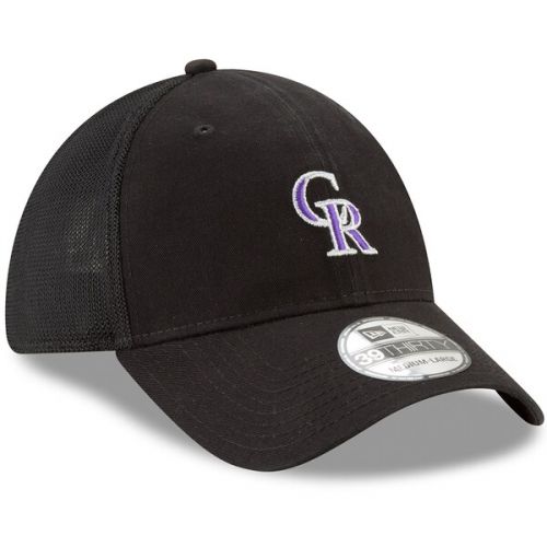  Men's Colorado Rockies New Era Black Team Precision 39THIRTY Flex Hat