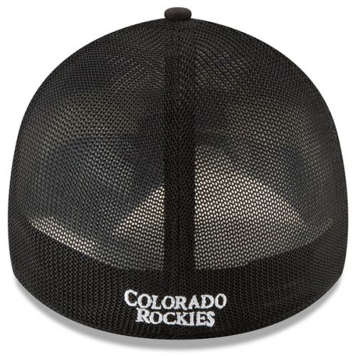  Men's Colorado Rockies New Era Black Team Precision 39THIRTY Flex Hat