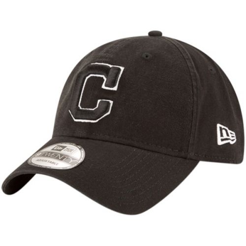  Men's Cleveland Indians New Era Black Core Classic Twill 9TWENTY Adjustable Hat