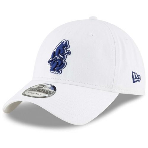  Mens Chicago Cubs New Era White Core Classic 9TWENTY Adjustable Hat