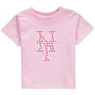 Toddler Girls New York Mets Soft as a Grape Pink Polka Dot Logo T-Shirt