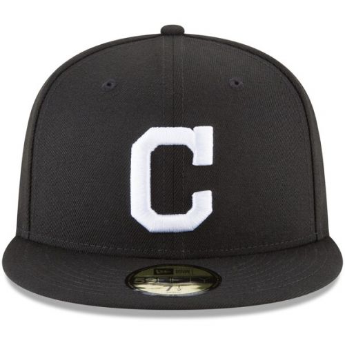  Men's Cleveland Indians New Era Black Basic 59FIFTY Fitted Hat