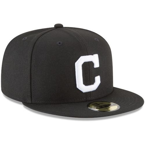  Men's Cleveland Indians New Era Black Basic 59FIFTY Fitted Hat