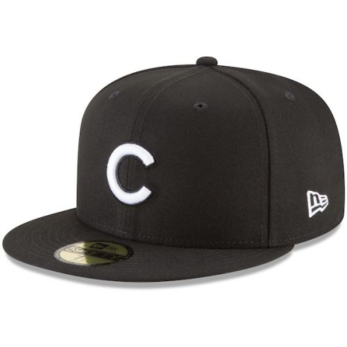  Men's Chicago Cubs New Era Black Basic 59FIFTY Fitted Hat
