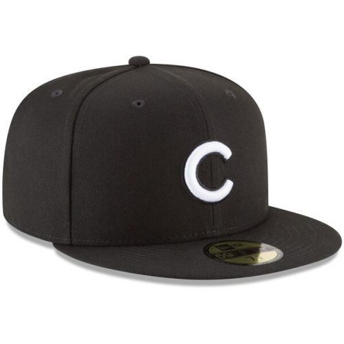  Men's Chicago Cubs New Era Black Basic 59FIFTY Fitted Hat