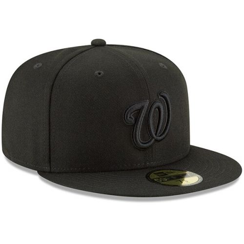  Mens Washington Nationals New Era Black Primary Logo Basic 59FIFTY Fitted Hat