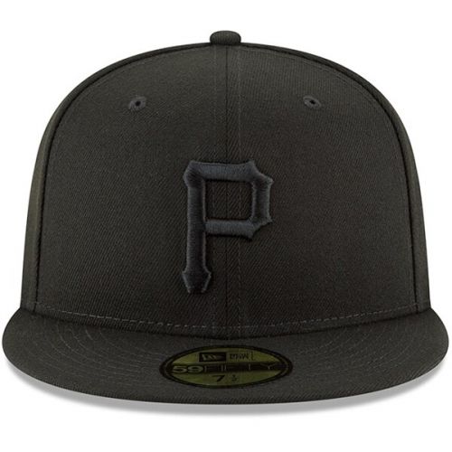  Mens Pittsburgh Pirates New Era Black Primary Logo Basic 59FIFTY Fitted Hat