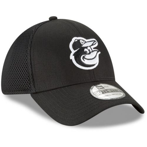  Men's Baltimore Orioles New Era Black Neo 39THIRTY Unstructured Flex Hat