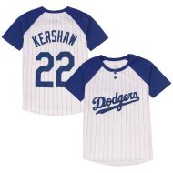 Youth Los Angeles Dodgers Clayton Kershaw Majestic WhiteRoyal Game Day Pinstripe Name & Number Henley T-Shirt