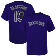 Youth Colorado Rockies Charlie Blackmon Majestic Purple Player Name & Number T-Shirt