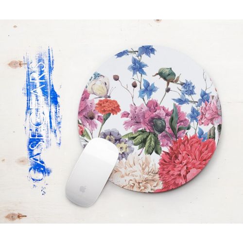  CaseGears Home Office Desk Accessories Gift Cute Mouse Pad Floral MousePad Round Mouse Pad Computer Mouse Mat Flower Office Decor Handmade CG5009