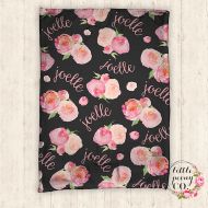 LittlePeonyCo Personalized Baby Blanket - Personalized Blanket - Throw Blanket - Floral Blanket - Floral Baby Blanket - Floral Watercolor Pattern