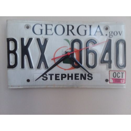  Lahaine Georgia License Plate Clock - Recycled and Repurposed Wall Clock - Altanta -Bulldogs - FREE SHIPPING