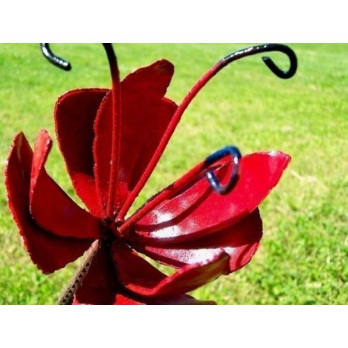  Dwcmetals Tulip home decor - Charlie outdoor flower art - Red metal flower sculpture - Tulip flower marker - Blooming outdoor flower art