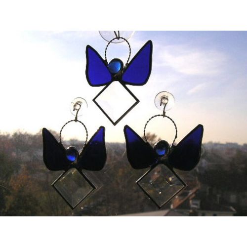  CreativeSpiritGlass Stained Glass Angel Ornament|September Birthstone|Angel Suncatcher|Sapphire Blue|Glass Art|Handcrafted|Made in USA