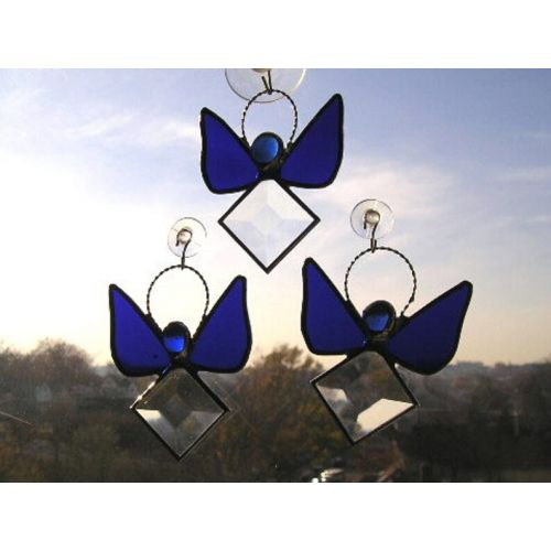  CreativeSpiritGlass Stained Glass Angel Ornament|September Birthstone|Angel Suncatcher|Sapphire Blue|Glass Art|Handcrafted|Made in USA