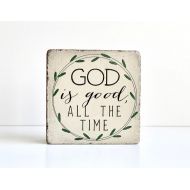 Blessingandlight Garden Stone. Bookend. God is good all the time. 6x6 Rustic decor. Stone Bookend. Scripture Decor. Christian Gift. Door Stop. Outdoor Decor