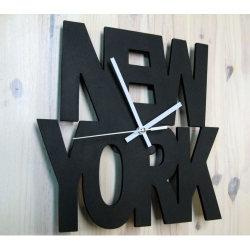  NamedGifts NEW YORK clock, original wall clock. Personalized clock for home decoration. Only wooden clock, black clock handmade and packaging for gift.