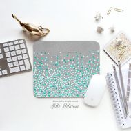 HelloDelicious Mouse Pad Mint Polka Dots Print Mousepad Teal Polka Dots Mouse Mat Polka Mouse Pad Office Mousemat Rectangular Mousemat Mousepad Round 49.