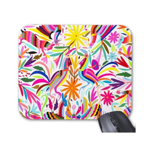  PatternBehavior Otomi Print Mouse Pad, Colorful Multicolored Animals & Flowers Mousepad