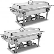 Costway 2 Pack of 8 Quart Stainless Steel Rectangular Chafing Dish Full Size