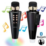 Indigi Bluetooth Handheld Wireless KTV Karaoke Microphone Speaker for iPhone & Android - LED Disco Lights, Voice Changer