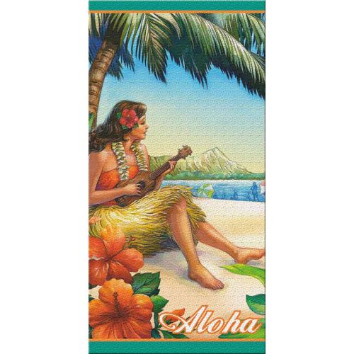 제네릭 Generic Hawaiian Beach Towel Vintage Hula Girl