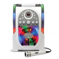The Singing Machine SML505 Portable CD + G Karaoke System with LED Disco Lights and Wired Microphone, White