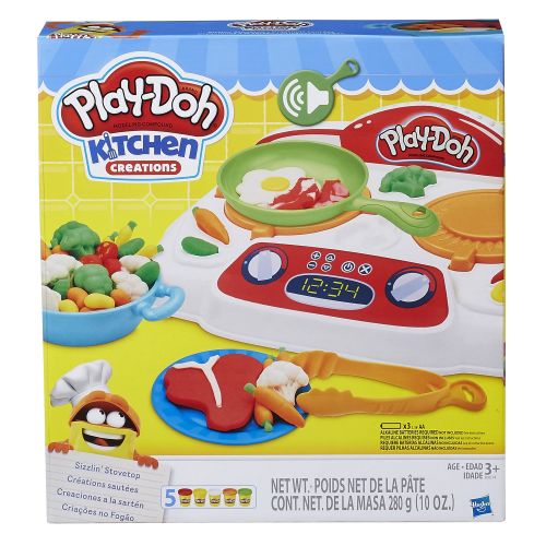  Play-Doh Kitchen Creations Sizzlin Stovetop Food Set with 5 Cans of Dough