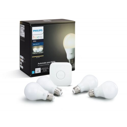 필립스 Philips Hue White A19 Smart Light Starter Kit, 60W LED, 4-Pack