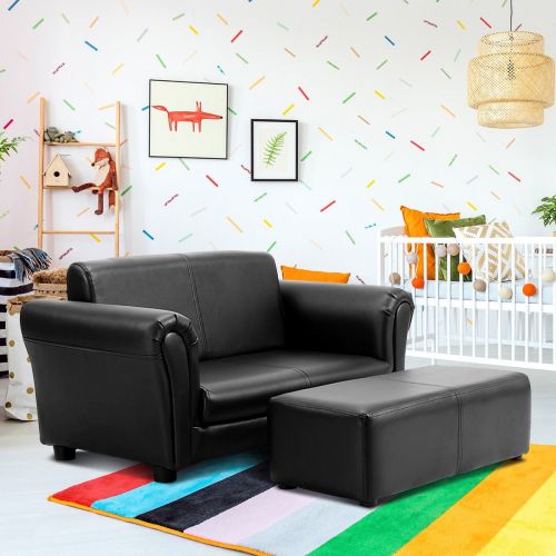 코스트웨이 Costway Kids Sofa Armrest Chair Couch Lounge in Black