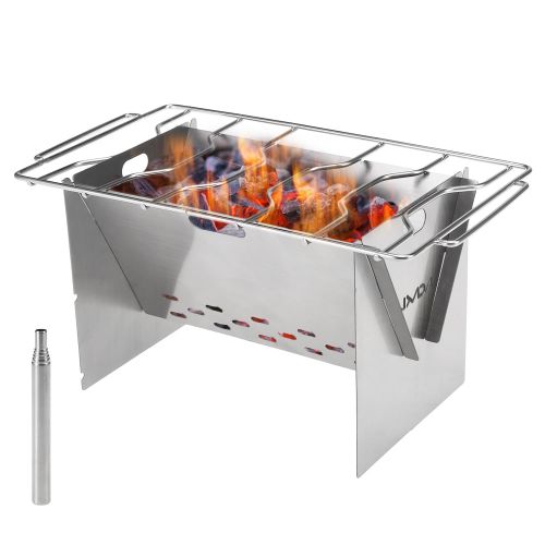  Lixada Camping Wood Burning Outdoor Portable Folding Stainless Steel Backpacking Cooking with Grill Plate and Bellow