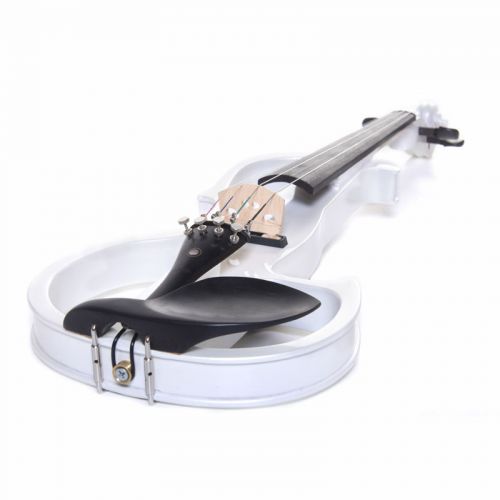  Cecilio Full Size Left-Handed Solid Wood Electric Silent Violin with Ebony Fittings-L44CEVN-L2W Pearl White