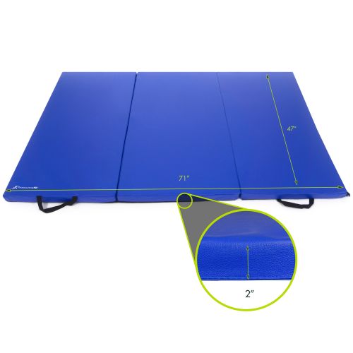  ProSource Tri-Fold Folding Thick Exercise Mat 6’x4’ with Carrying Handles for Tumbling, Martial Arts, Gymnastics, Stretching, Core Workouts