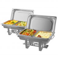 Costway Rectangular Chafing Dish Stainless Steel Full Size 2 Pack of 8 Quart