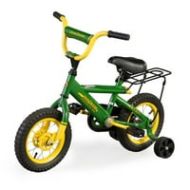 John Deere 12 Boys Bicycle, Kids Bike with Training Wheels and Front Hand Brake, Green