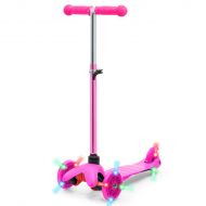 Best Choice Products Kids Mini Kick Scooter w Light-Up Wheels and Height Adjustable T-Bar - Pink