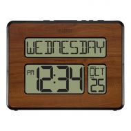 La Crosse Technology 513-1419-WA Atomic Full Calendar Digital Clock with Extra Large Digits, Walnut