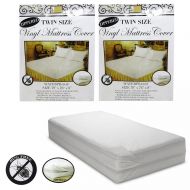BETTER HOME PLASTICS 2 Pc Twin Vinyl Zippered Mattress Cover Waterproof Bed-Bug Proof Dust Protector