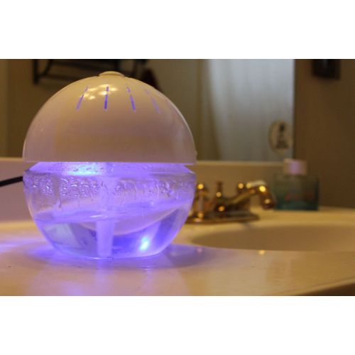  Ecogecko EcoGecko Earth Globe- Glowing Water Air Washer, Air Cleaner Diffuser and Revitalizer with 100ml Aromatherapy Cinnamon Oil, White Color Unit