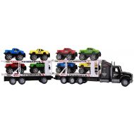 JoyABit Transporter Truck Toy Childrens Fiction Tow Truck Action Vehicle With Sound & Light - & 4 ATV Car Toys Included - No Batteries Required - Ideal Gift for Kids